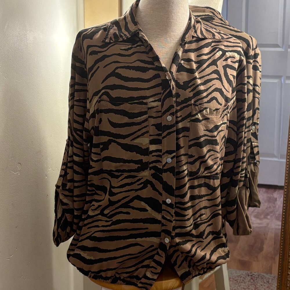 Flora Ashley Button Up Zebra Blouse